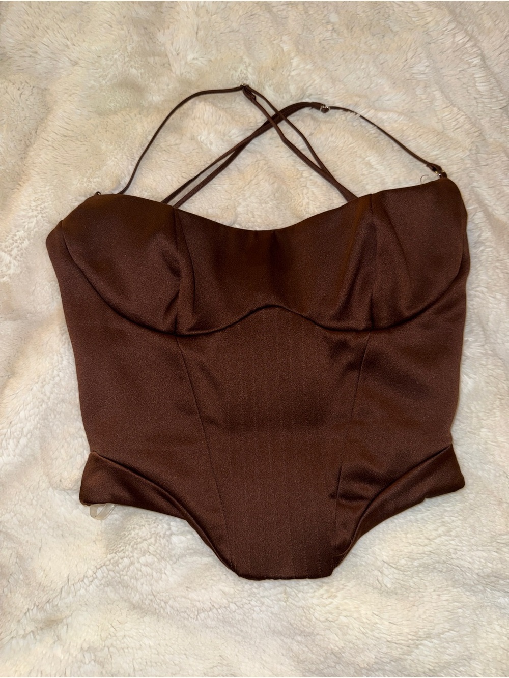 Mistress Rocks Brown Corset Bustier Top - XS bigger bust